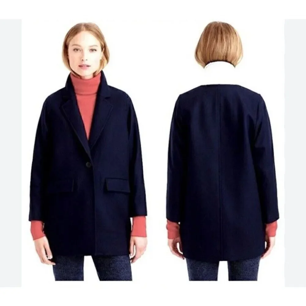 J. Crew Woman Grey Wool Melton Boyfriend Coat A8907 Sz 8 - Picture 2 of 12
